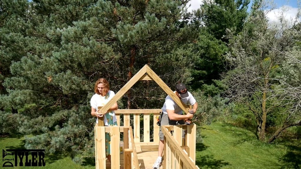 fastening truss for roof of diy swing set