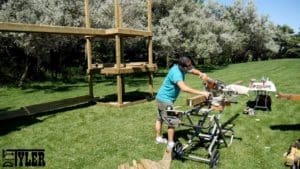 cutting 4x4 boards for diy deck railing post