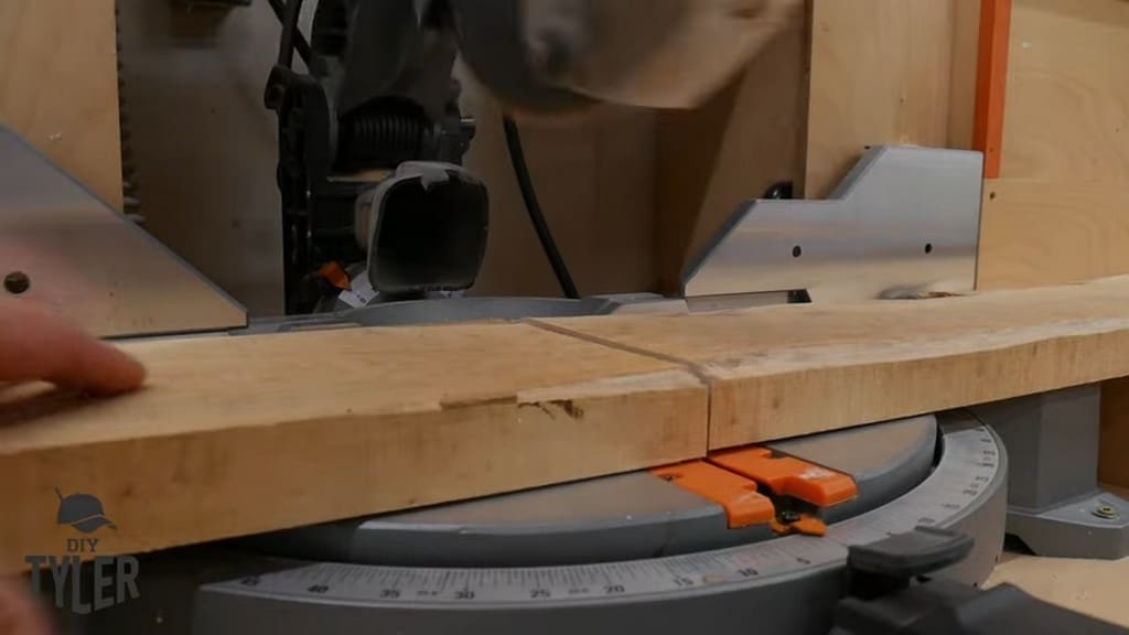 spalted maple being cut with miter saw