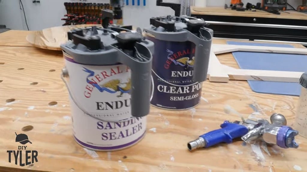 close-up of General Finish sealer and semi-gloss finish